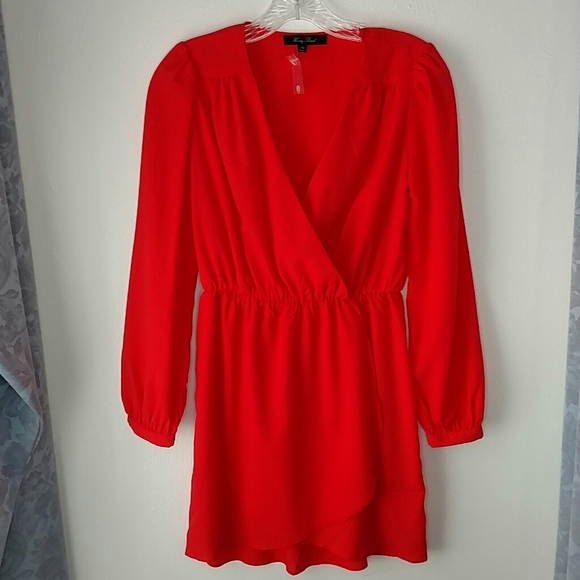 Honey Punch Coral long sleeve dress - Picture 1 of 7